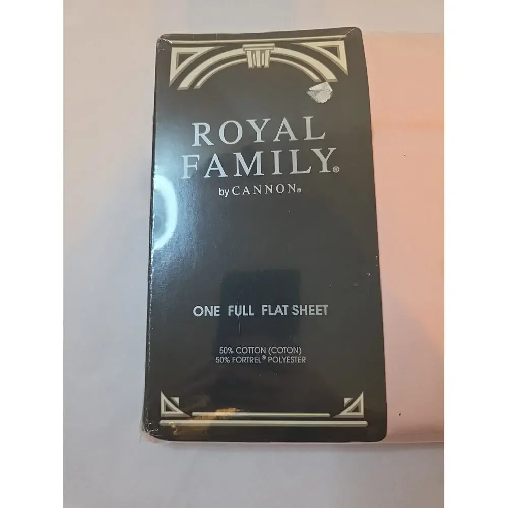 Vintage Cannon Royal Family FULL FLAT SHEET Limoge Sequences ii Pink NOS